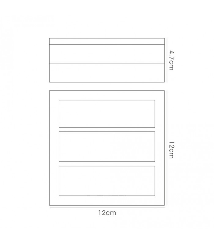 Square LED Flush Ceiling Light, Wall Lamp 2.4W IP44 Exterior Louvre Design Stainless Steel, Opal - 3