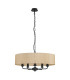 Banyan 5 Light Multi Arm Pendant With 60cm x 15cm Organza Shade Matt Black/Soft Bronze-4