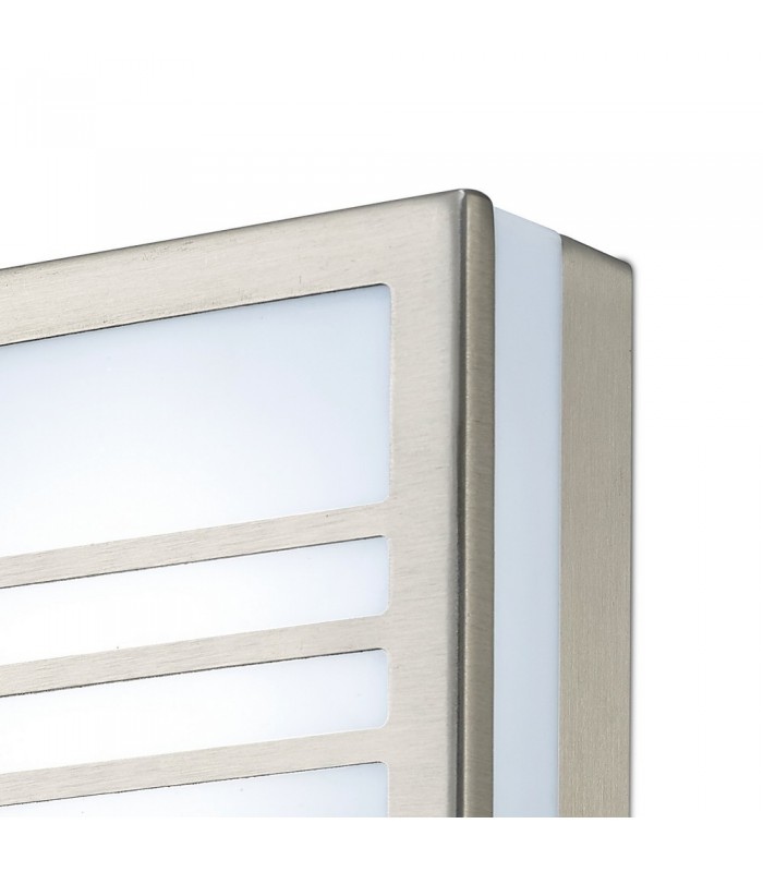 Square LED Flush Ceiling Light, Wall Lamp 2.4W IP44 Exterior Louvre Design Stainless Steel, Opal - 4