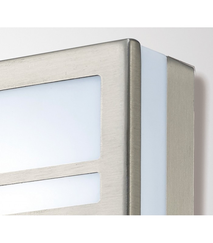 Square LED Flush Ceiling Light, Wall Lamp 2.4W IP44 Exterior Louvre Design Stainless Steel, Opal - 6