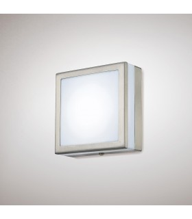 Square LED Flush Ceiling Light, Wall Lamp 2.4W IP44 Exterior Plain Design Stainless Steel, Opal - 2