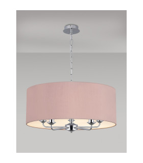 Banyan 5 Light Multi Arm Pendant E14 Polished Chrome With 60cm x 22cm Dual Faux Silk Shade Taupe/Halo Gold-2