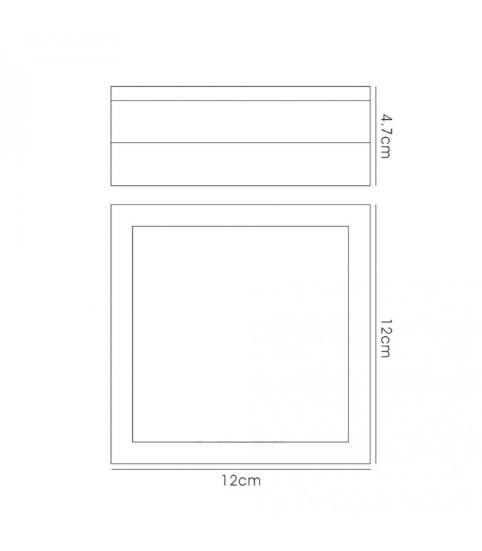 Square LED Flush Ceiling Light, Wall Lamp 2.4W IP44 Exterior Plain Design Stainless Steel, Opal - 3