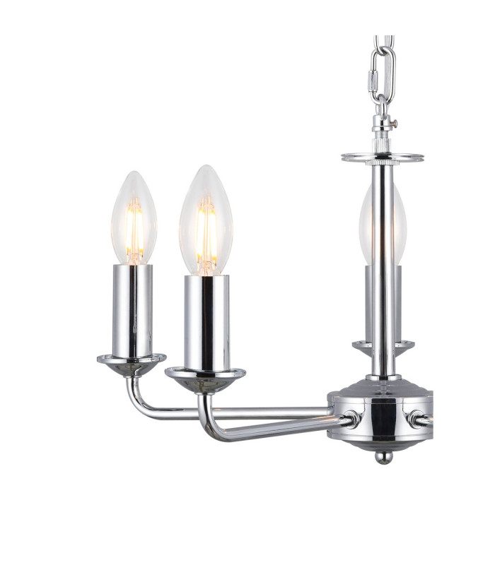 Banyan 5 Light Multi Arm Pendant E14 Polished Chrome With 60cm x 22cm Dual Faux Silk Shade Taupe/Halo Gold-6