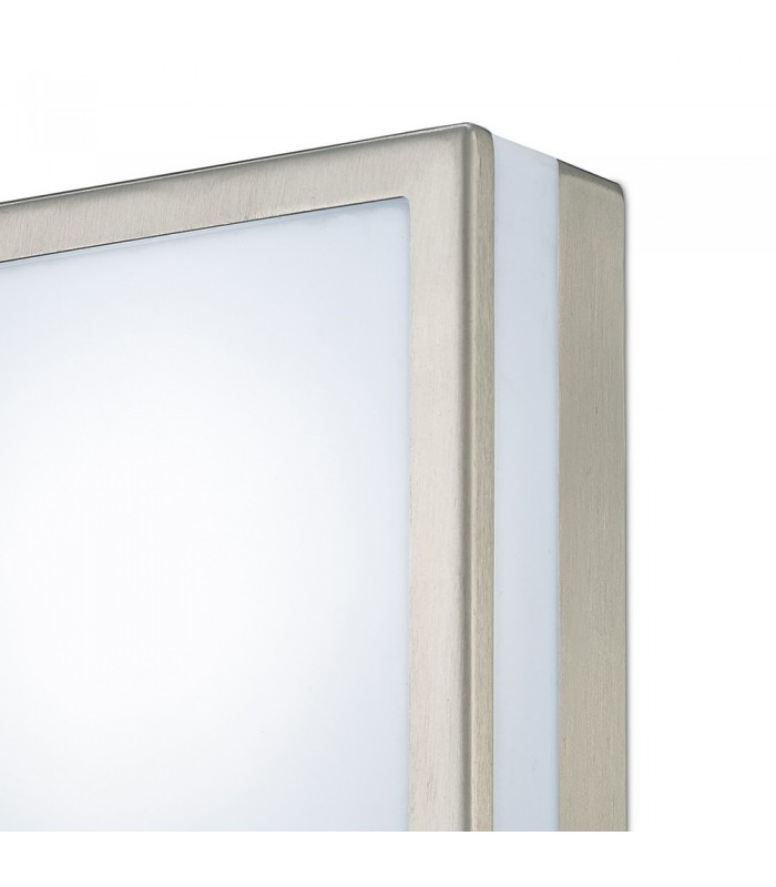 Square LED Flush Ceiling Light, Wall Lamp 2.4W IP44 Exterior Plain Design Stainless Steel, Opal - 4