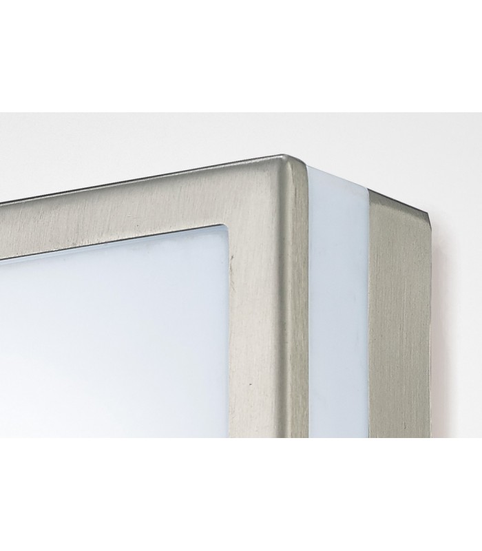 Square LED Flush Ceiling Light, Wall Lamp 2.4W IP44 Exterior Plain Design Stainless Steel, Opal - 6