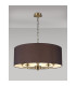Banyan 5 Light Multi Arm Pendant E14 Antique Brass With 60cm x 22cm Faux Silk Shade Black/White Laminate-2