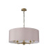 Banyan 5 Light Multi Arm Pendant E14 Antique Brass With 60cm x 22cm Faux Silk Shade Grey/White Laminate-4