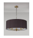Banyan 5 Light Multi Arm Pendant E14 Antique Brass With 60cm x 22cm Faux Silk Shade Black/White Laminate-11