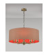 Banyan 5 Light Multi Arm Pendant E14 Antique Brass With 60cm x 22cm Dual Faux Silk Shade Antique Gold/Ruby-2