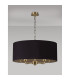 Banyan 5 Light Multi Arm Pendant E14 Antique Brass With 60cm x 22cm Dual Faux Silk Shade Black/Green Olive-11