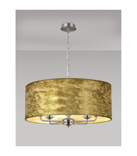 Banyan 5 Light Multi Arm Pendant E14 Satin Nickel With 60cm x 22cm Gold Leaf With White Lining Shade-2