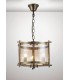 Cylindrical Ceiling Pendant 3 Light E14 Antique Brass, Amber Glass - 2