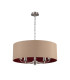 Banyan 5 Light Multi Arm Pendant E14 Satin Nickel With 60cm x 22cm Dual Faux Silk Shade Antique Gold/Ruby-4