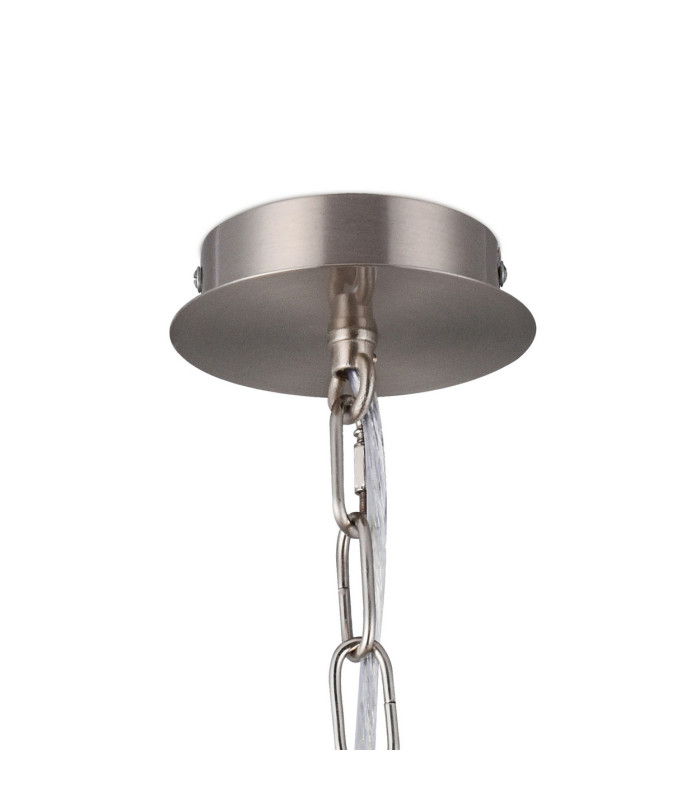 Banyan 5 Light Multi Arm Pendant E14 Satin Nickel With 60cm x 22cm Gold Leaf With White Lining Shade-7