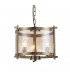 Cylindrical Ceiling Pendant 3 Light E14 Antique Brass, Amber Glass - 4