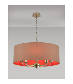 Banyan 5 Light Multi Arm Pendant With 60cm x 22cm Dual Faux Silk Fabric Shade Champagne Gold/Antique Gold-2