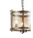 Cylindrical Ceiling Pendant 3 Light E14 Antique Brass, Amber Glass - 5