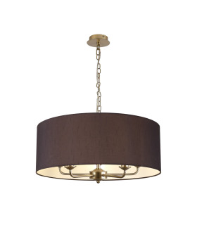 Banyan 5 Light Multi Arm Pendant With 60cm x 22cm Faux Silk Fabric Shade Champagne Gold/Black-1