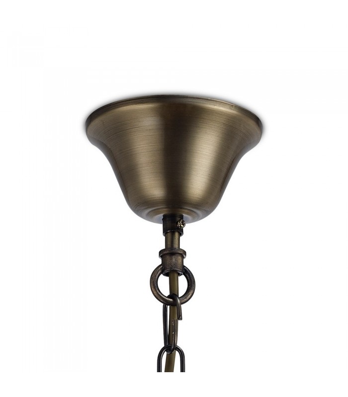 Cylindrical Ceiling Pendant 3 Light E14 Antique Brass, Amber Glass - 6
