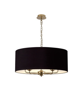 Banyan 5 Light Multi Arm Pendant With 60cm x 22cm Dual Faux Silk Fabric Shade Champagne Gold/Midnight Black-1