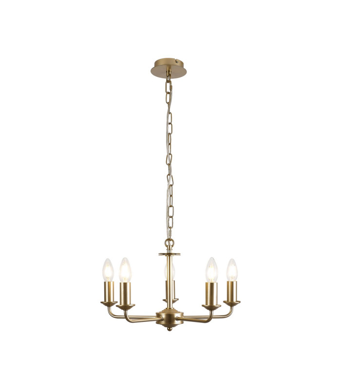 Banyan 5 Light Multi Arm Pendant With 60cm x 22cm Dual Faux Silk Fabric Shade Champagne Gold/Antique Gold-5