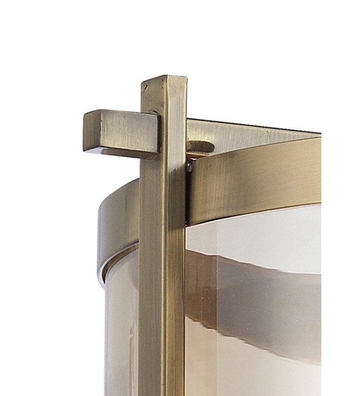 Cylindrical Ceiling Pendant 3 Light E14 Antique Brass, Amber Glass - 7