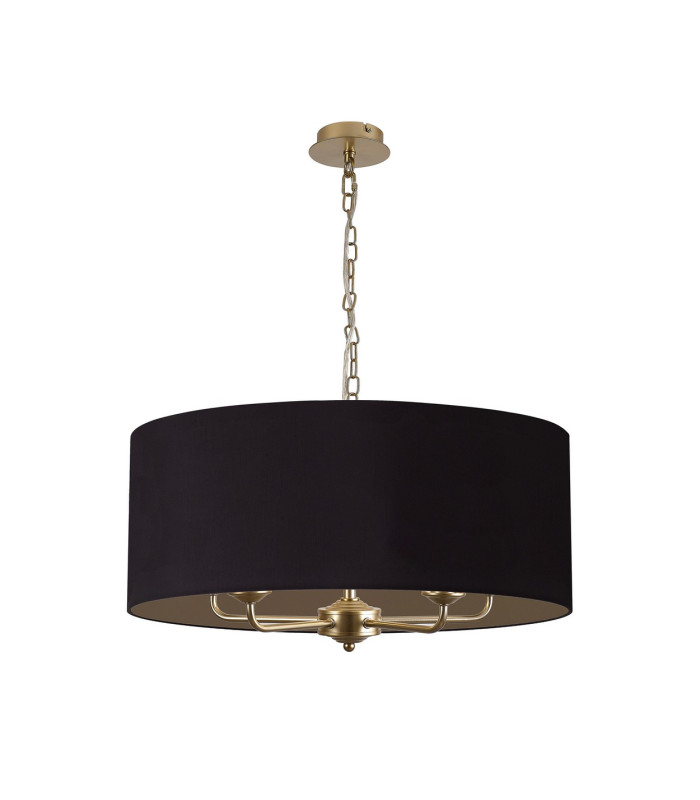 Banyan 5 Light Multi Arm Pendant With 60cm x 22cm Dual Faux Silk Fabric Shade Champagne Gold/Midnight Black-4