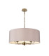 Banyan 5 Light Multi Arm Pendant With 60cm x 22cm Faux Silk Fabric Shade Champagne Gold/Grey-1