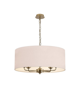 Banyan 5 Light Multi Arm Pendant With 60cm x 22cm Dual Faux Silk Fabric Shade Champagne Gold/Nude Beige-1