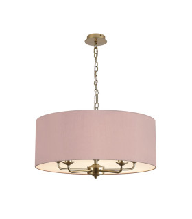 Banyan 5 Light Multi Arm Pendant With 60cm x 22cm Dual Faux Silk Fabric Shade Champagne Gold/Raw Cocoa-1