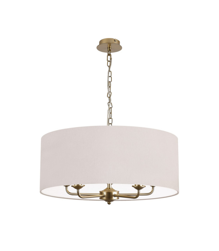 Banyan 5 Light Multi Arm Pendant With 60cm x 22cm Dual Faux Silk Fabric Shade Champagne Gold/Nude Beige-4