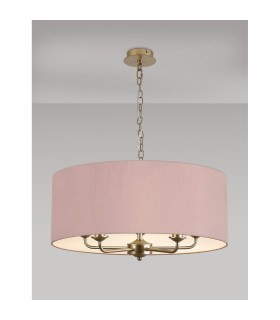 Banyan 5 Light Multi Arm Pendant With 60cm x 22cm Dual Faux Silk Fabric Shade Champagne Gold/Raw Cocoa-2