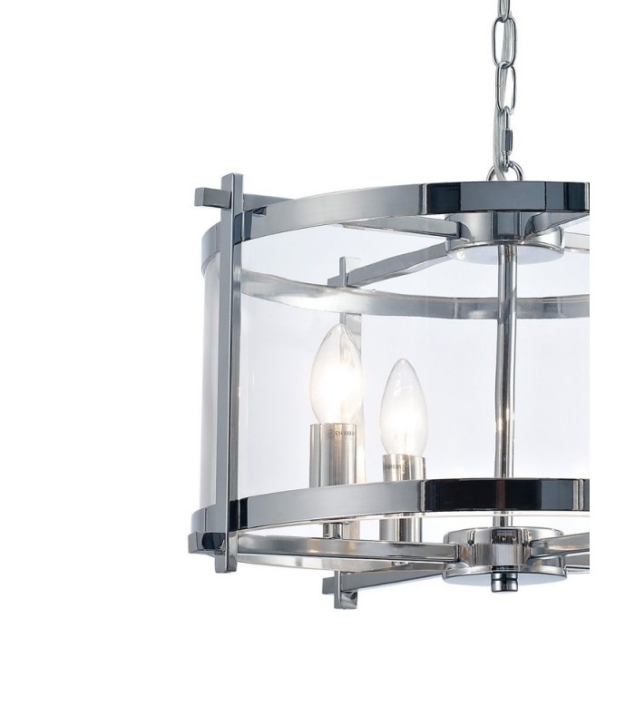 Cylindrical Ceiling Pendant 4 Light E14 Polished Chrome, Clear Glass - 5