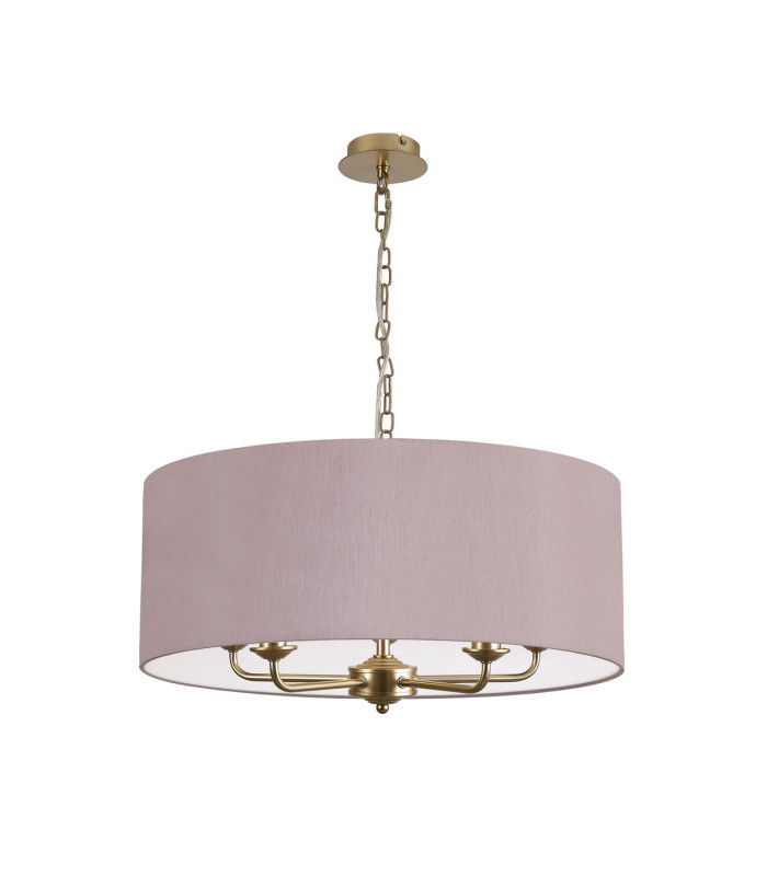 Banyan 5 Light Multi Arm Pendant With 60cm x 22cm Dual Faux Silk Fabric Shade Champagne Gold/Raw Cocoa-4