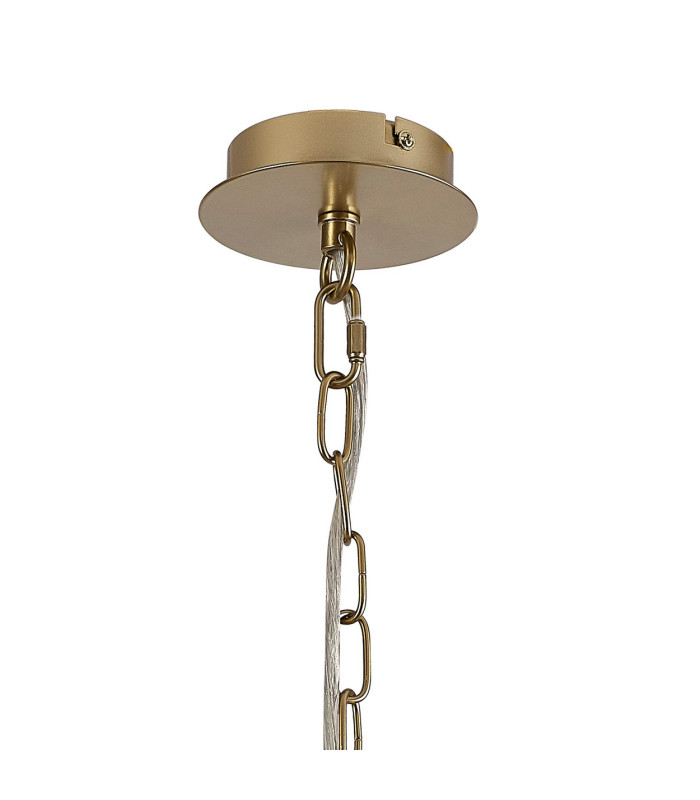 Banyan 5 Light Multi Arm Pendant With 60cm x 22cm Dual Faux Silk Fabric Shade Champagne Gold/Nude Beige-7