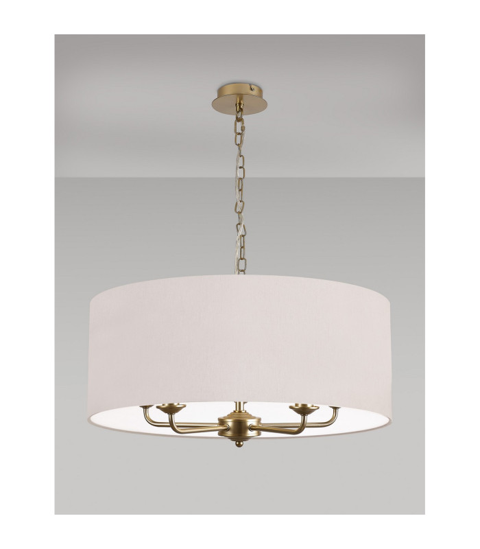 Banyan 5 Light Multi Arm Pendant With 60cm x 22cm Dual Faux Silk Fabric Shade Champagne Gold/Nude Beige-11