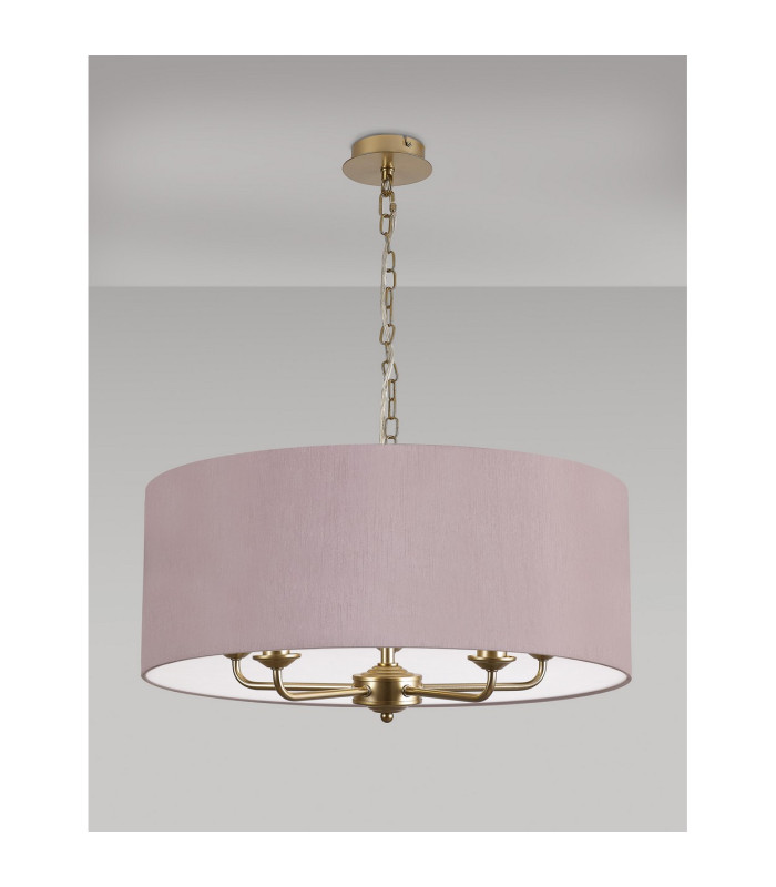 Banyan 5 Light Multi Arm Pendant With 60cm x 22cm Dual Faux Silk Fabric Shade Champagne Gold/Raw Cocoa-11