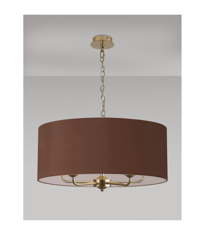 Banyan 5 Light Multi Arm Pendant With 60cm x 22cm Dual Faux Silk Fabric Shade Champagne Gold/Taupe-11