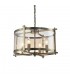 Cylindrical Ceiling Pendant 4 Light E14 Antique Brass, Amber Glass - 4