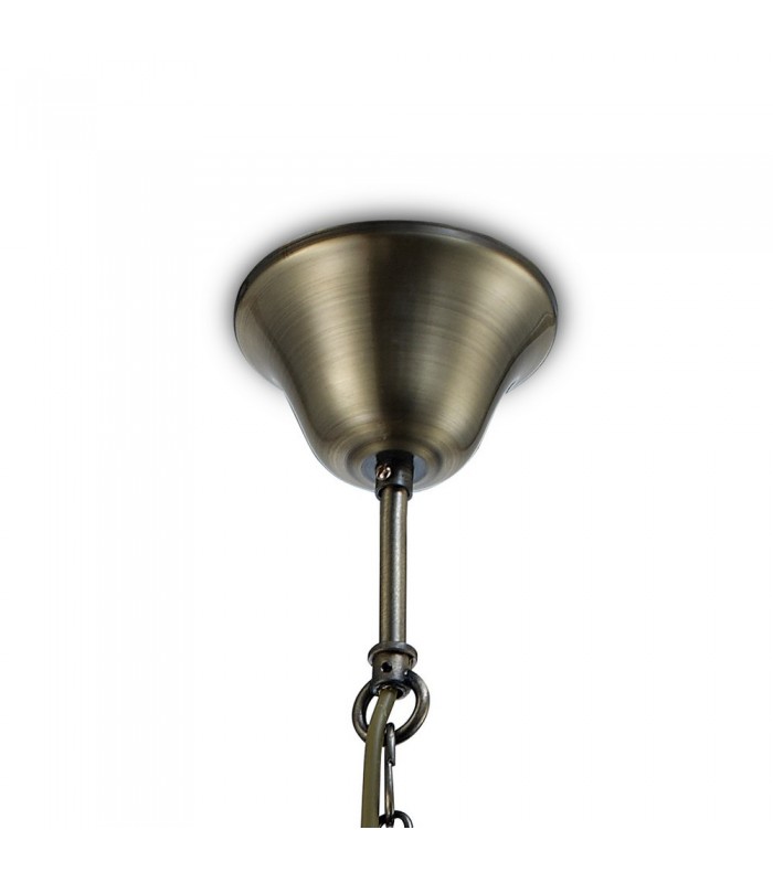 Cylindrical Ceiling Pendant 4 Light E14 Antique Brass, Amber Glass - 6
