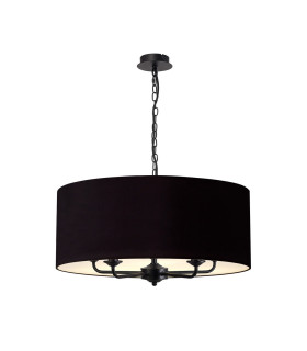 Banyan 5 Light Multi Arm Pendant With 60cm x 22cm Dual Faux Silk Fabric Shade Matt Black/Midnight Black-1