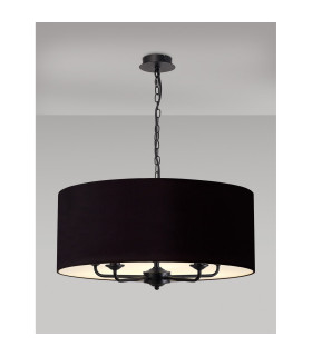 Banyan 5 Light Multi Arm Pendant With 60cm x 22cm Dual Faux Silk Fabric Shade Matt Black/Midnight Black-2