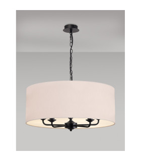 Banyan 5 Light Multi Arm Pendant With 60cm x 22cm Dual Faux Silk Fabric Shade Matt Black/Nude Beige-2