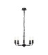 Banyan 5 Light Multi Arm Pendant With 60cm x 22cm Faux Silk Fabric Shade Matt Black/Grey-5
