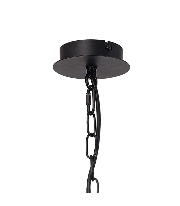 Banyan 5 Light Multi Arm Pendant With 60cm x 22cm Faux Silk Fabric Shade Matt Black/Grey-7