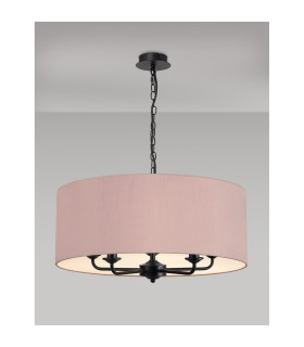Banyan 5 Light Multi Arm Pendant With 60cm x 22cm Dual Faux Silk Fabric Shade Matt Black/Raw Cocoa-2