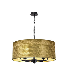 Banyan 5 Light Multi Arm Pendant With 60cm x 22cm Gold Leaf Shade Matt Black/Gold Leaf-1