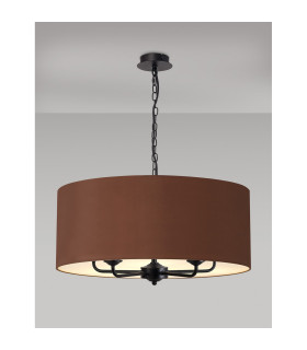 Banyan 5 Light Multi Arm Pendant With 60cm x 22cm Dual Faux Silk Fabric Shade Matt Black/Taupe-2