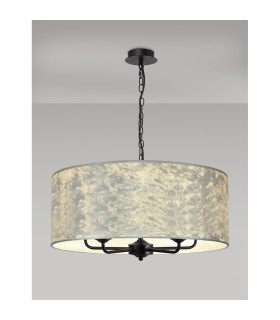 Banyan 5 Light Multi Arm Pendant With 60cm x 22cm Silver Leaf Shade Matt Black/Silver Leaf-2